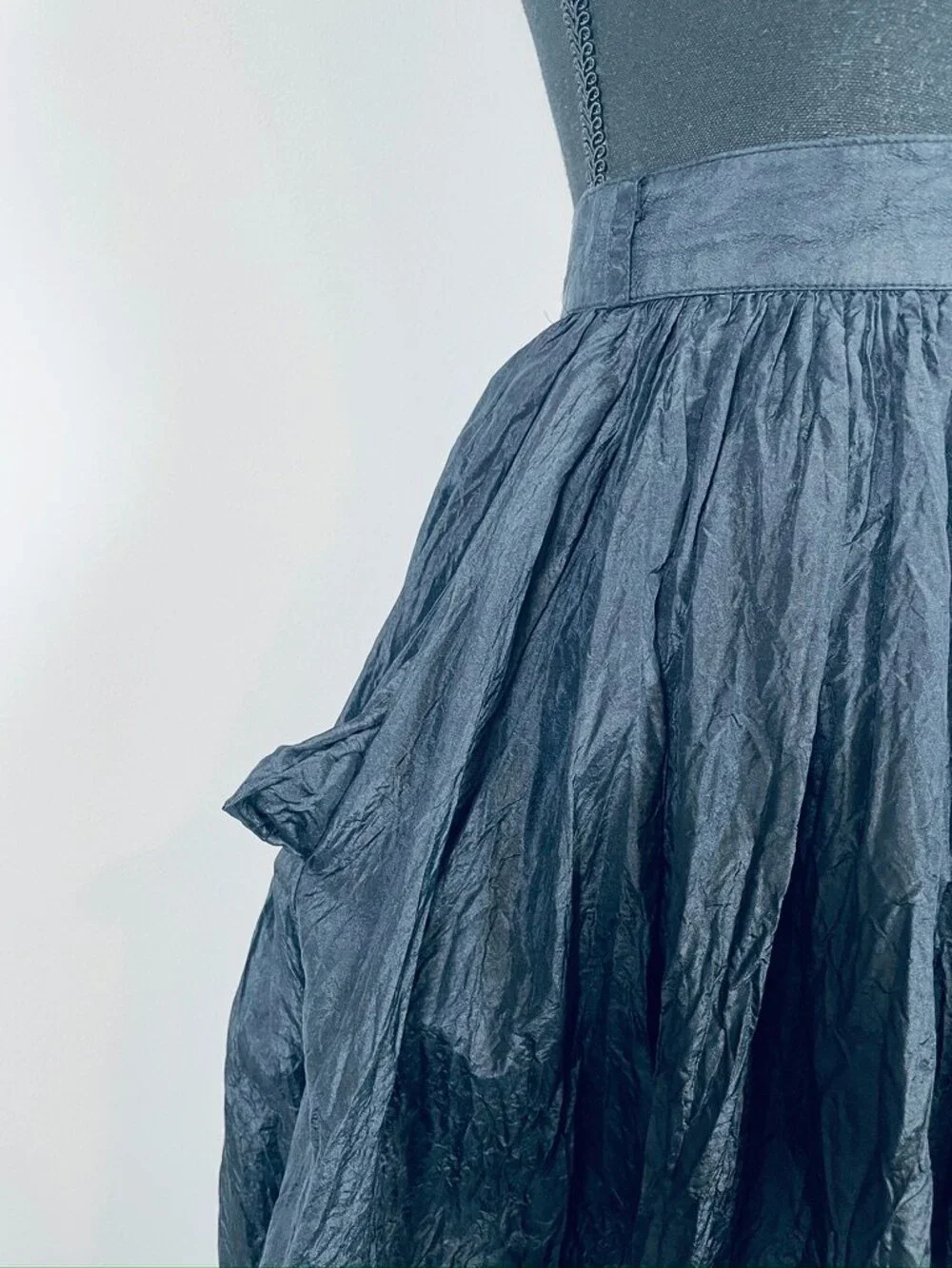 Katharine Hamnett London black 100% silk full skirt, Made in U.K.